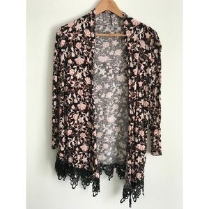 Charlotte Russe Open Front Floral Cardigan